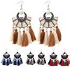 Ethnic Women Fan Shape Colorful Tassel Dangle Drop Hook Earrings Jewelry Gift