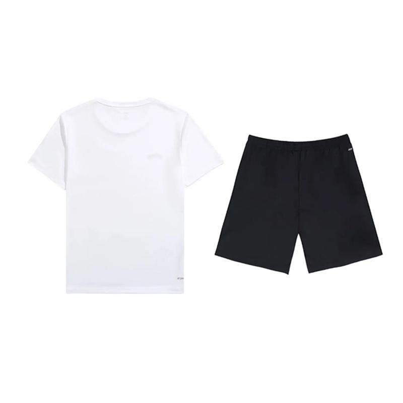 Li-Ning Plain Logo Simple Comfortable Breathable Versatile Crew Neck Pullover Short Sleeve T-Shirt Casual Sports Set Unisex Tops ATSU839-2+YKSV147-2