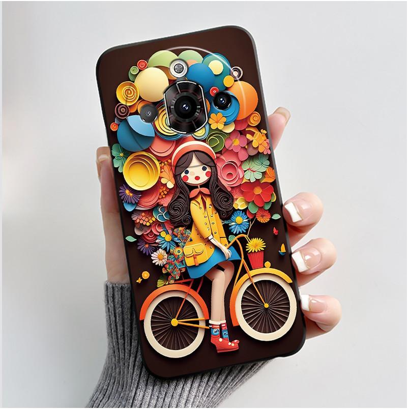 For ZTE Nubia Focus Pro 5G Case Z2351N Luxury Cute Heart Rabbit Soft TPU Silicon Matte Black Phone Casing Shockproof Back Cover