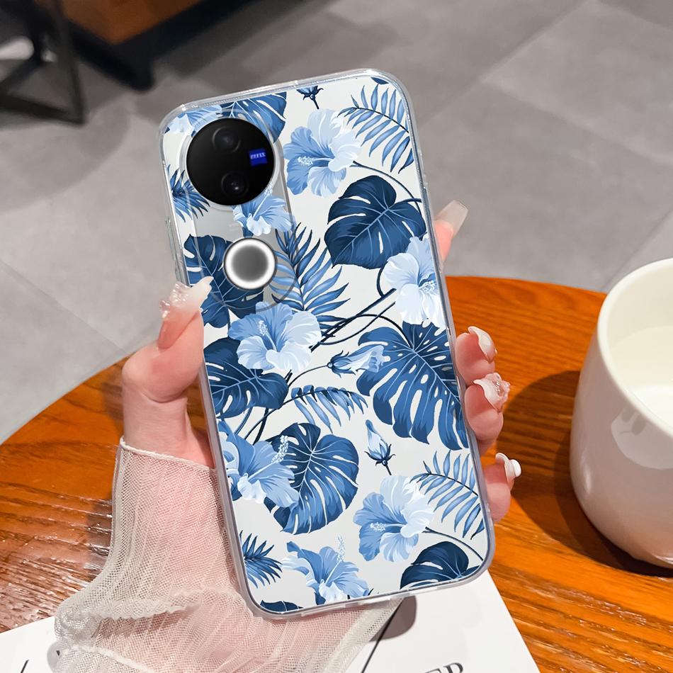 Прозрачный чехол для Vivo V50 Lite с красивыми цветами, мягкая ТПУ задняя крышка для Vivo V 50, легкий силиконовый противоударный корпус телефона