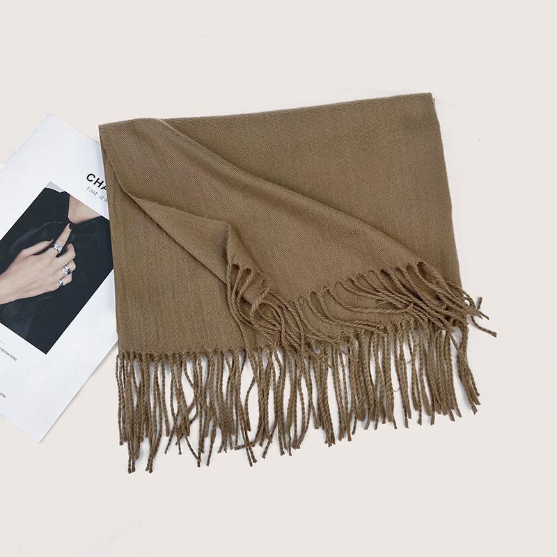 Autumn and Winter New Solid Color Scarf Imitation Cashmere Scarf Women's Warm Shawl Scarf