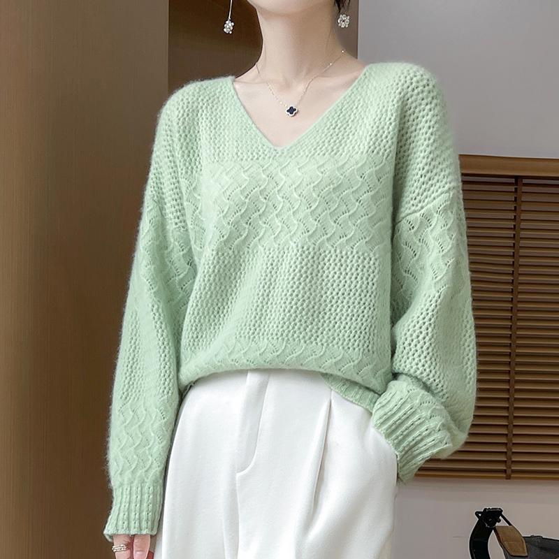 Женский кашемировый свитер Qinghe Cashmere 30% кашемир 70% шерсть Осень и зима Кашемировый пуловер Ручная работа Мягкий и теплый