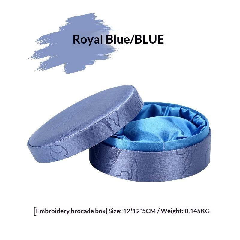 Retro Chinese Embroidered Brocade Round Jewelry Box Soft Lined Portable Mini Storage for Travel Earrings Necklace Organizer