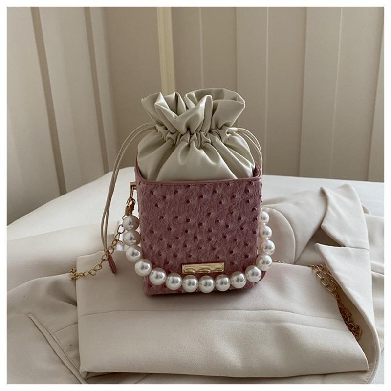 Pearl Handbag Mobile Phone Small Square Bag Temperament Solid Color Aesthetic Crossbody Bag Shoulder Bag Women