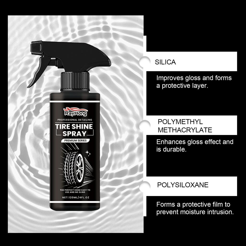 RAYHONG Tire Shine Spray Wheel Tire Shine Care Cleaning Polishing Coating Liquid Coating Agent