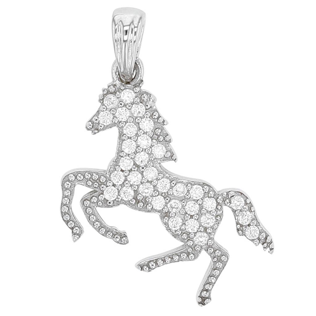 Les Trésors De Lily [Q3332] - Silver Pendant 'Horse' Silver White (rhodium-plated) - 18x12 Mm