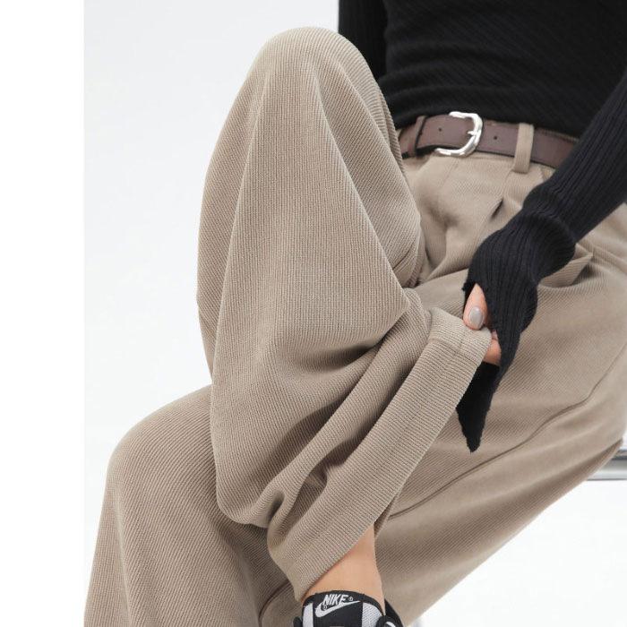 [Original quality] Coffee narrow version wide-leg pants women's spring and autumn new suit pants drape straight casual pants