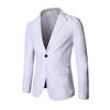 Men Suit Coat Lapel Long Sleeve Suit Jacket with Flap Pockets Solid Color Single Button Formal Business Outerwear
