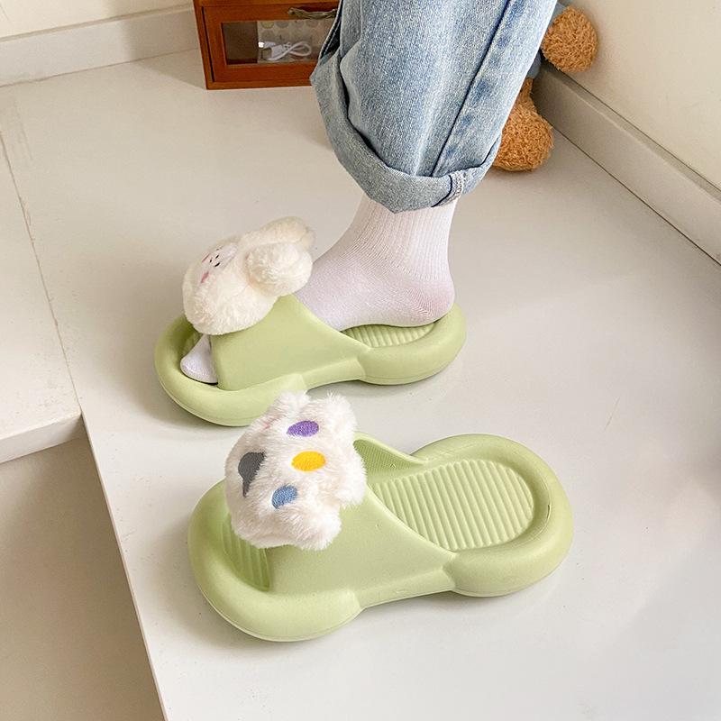 Тапочки из мультфильма «кролик наступает на дерьмо» женская летняя одежда с нескользящей мягкой подошвой для студентов, для дома, дома, спальни, сандалии