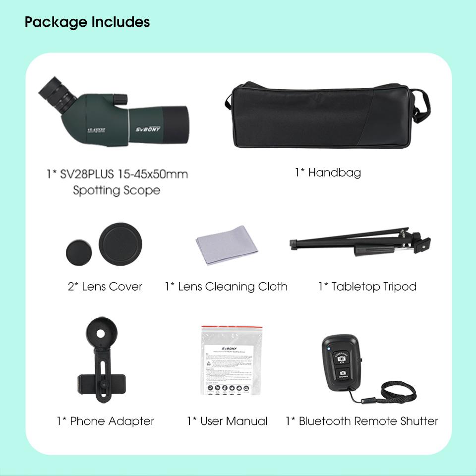 Svbony SV28plus 50/60/70mm Spotting Scope Powerful Zoom Telescope Long Range PORRO Prism Suit for Archery Target Shooting