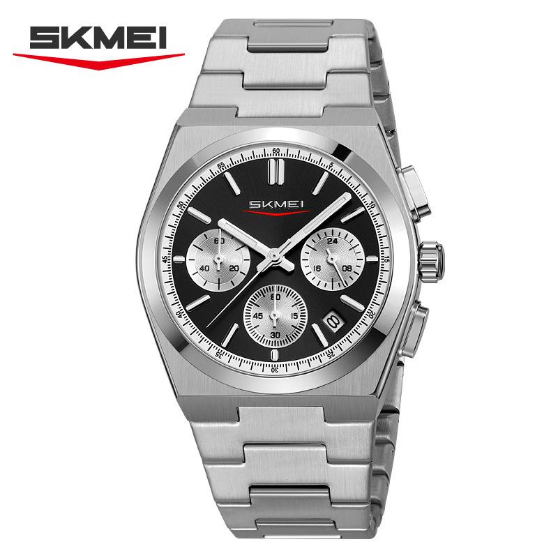Skmei Роскошные мужские часы Водонепроницаемые Люминесцентные Хронограф Дата Часы из нержавеющей стали для мужчин Кварцевые Военные мужские часы