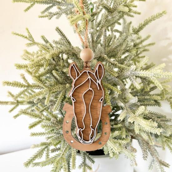Yousheng Деревянное Подвесное Украшение Голова Лошади Фермерский Дом Деревенский Лошадь Подкова Рождественская Елка Подвесная Подвеска