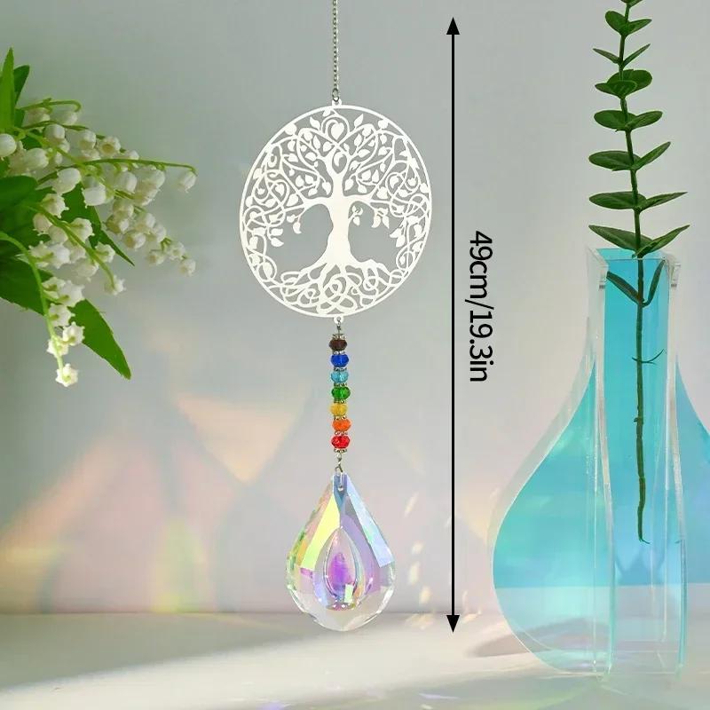 Crystal Suncatcher Sun Moon Tree Wind Chime Prisms Hanging Angel Butterfly Pendants Rainbow Chaser Garden Decor Window Drop Bell
