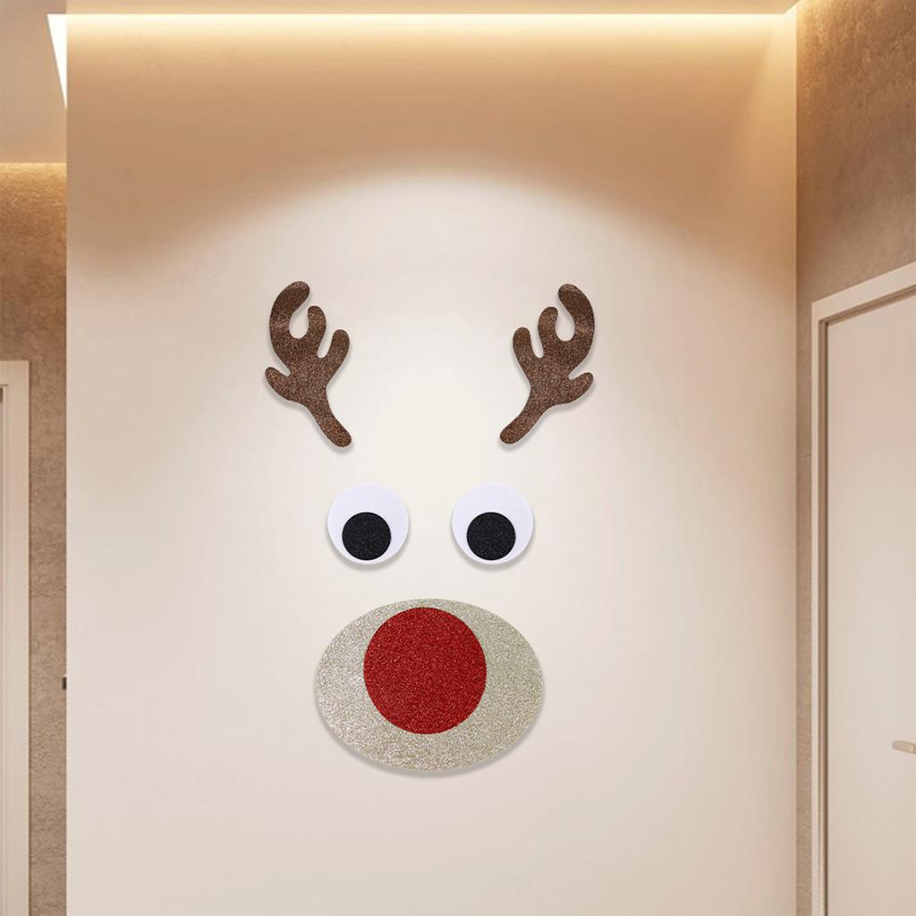 Christmas Decorations Felt Cloth Cartoon Door Stickers Shop Window Decorative Ornament Decor Xmas Elk Door Decals