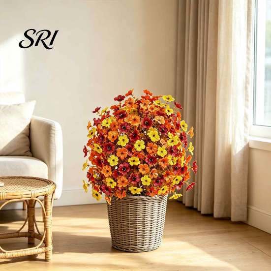 Elegant Artificial Flowers for Events Fall Topiary Ball Flowers, Mums Plants Tree, UV Resistant Outdoor with Fake Home Decor Spike, Plants,