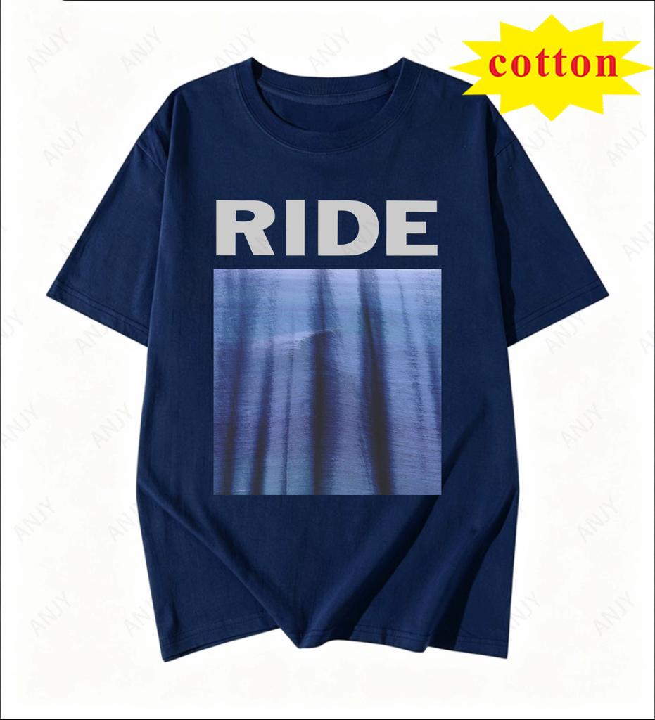 Ride Letter Landscape Printed Short Sleeved Tshirt Minimalist And Highend Pure Cotton Unisex Versatile Top