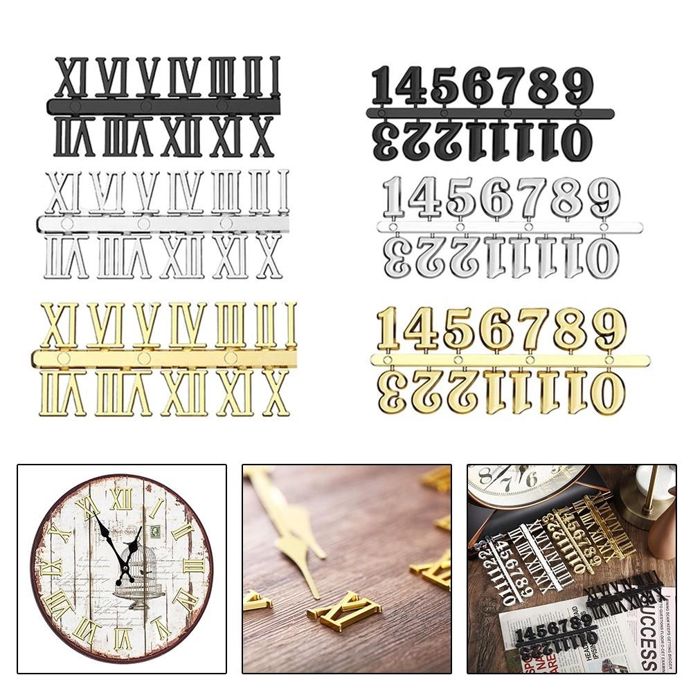 3pcs Clock Numerals Kit Arabic and Roman Number Hands Quartz DIY Digital Clock
