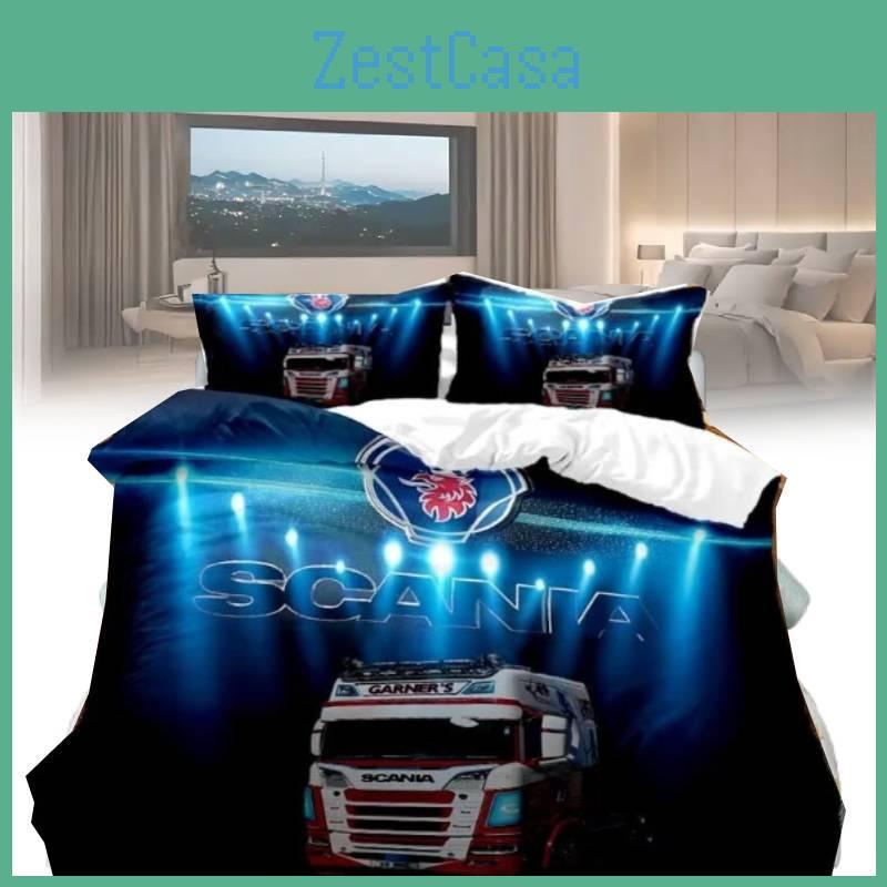 Пододеяльник с принтом грузовиков Scania, наволочка, постельный набор, декор для детской спальни
