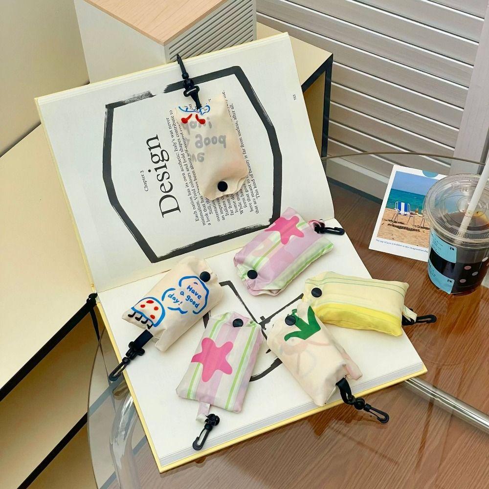 Tote Bag Foldable Shopping Bag Nylon Travel Grocery Bag Creative Cartoon Eco Bag Women