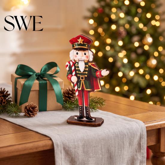 Holiday Gift for Family Christmas Nutcracker Table Sign, Wooden Soldier Figure Standing Vintage Room Decoration Decorative Desktop Ornament