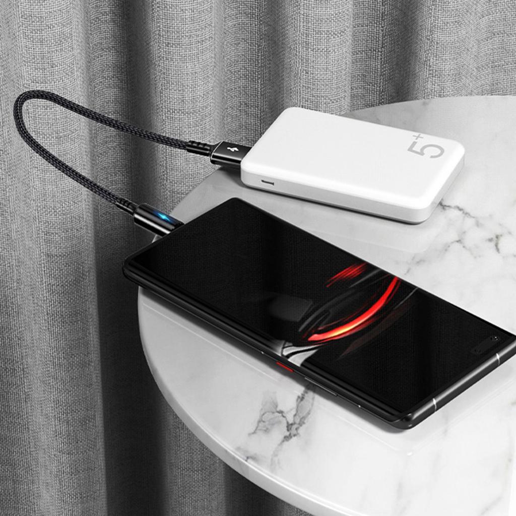 Compact USB C To USB A Charging&Data Cable 2.4A Charger Cord Wire 25cm Short Cord,Nylon and Aluminum Alloy Material