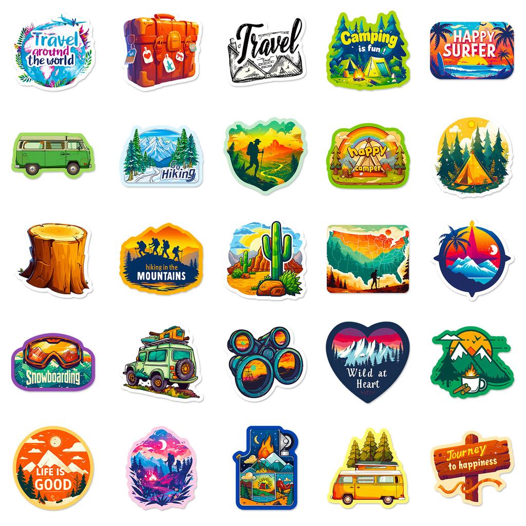 50 Outdoor Hiking Adventure Camping Hiking Sports Graffiti Stickers Decorate Suitcase Notebook