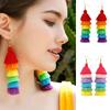 Lightweight Long Drop Dangle Earrings Rainbow Layered Trendy Pride Jewelry Boy