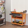 Tool Cart with Side Handle, Drawer and 3 Shelves in Steel, 82x35x76 cm, Orange