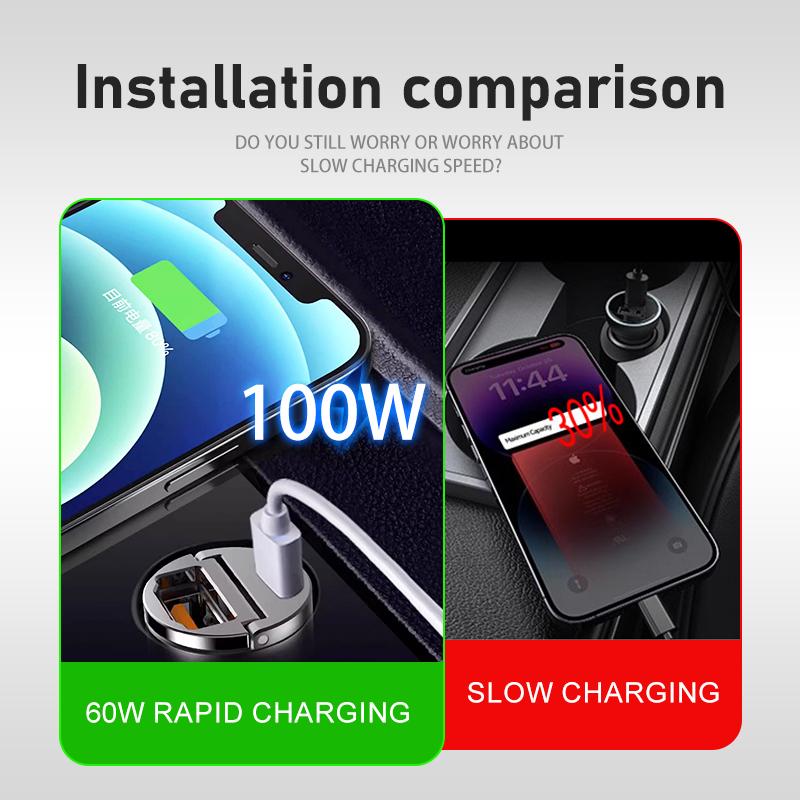 For SsangYong 100W Mini Car Charger Lighter Fast Charging PD USB Type C Phone Charger Kyron Actyon Sport Tivoli Torres Korando fpvcm00