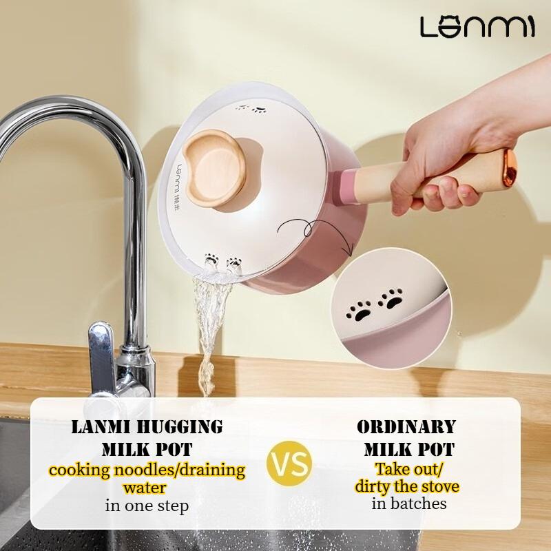 LANMI 18cm Non Stick Milk Pot Aluminum Alloy Baby Food Pot Saucepan Heat The Milk Multi-functional Pot Easy To Clean for Home