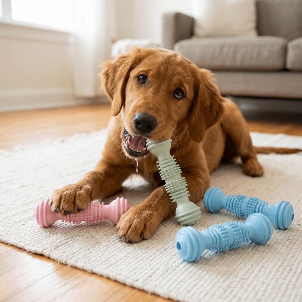 Bite Tough Dumbbell Dog Chew Toy Dumbbell Shaped Puppy Teeth Cleaning Toy Oral Care
