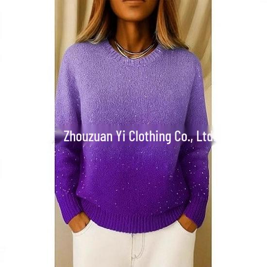 2025 Autumn/Winter Women's Fashion Knit Sweater - Patterned, Warm, Long Sleeve, Round Neck