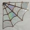 Dark Retro Home Decor Spiderweb Door Topper, Acrylic Gothic Sun Catcher with Hanging Gem Spiders, Spider Decoration Halloween Rainbow Window And Party