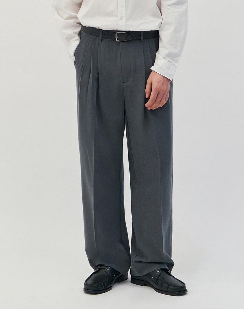 WORK ON BODY OFF [Summer/All Seasons] Urban Semi-Wide Three-Tuck Slacks [Gray]