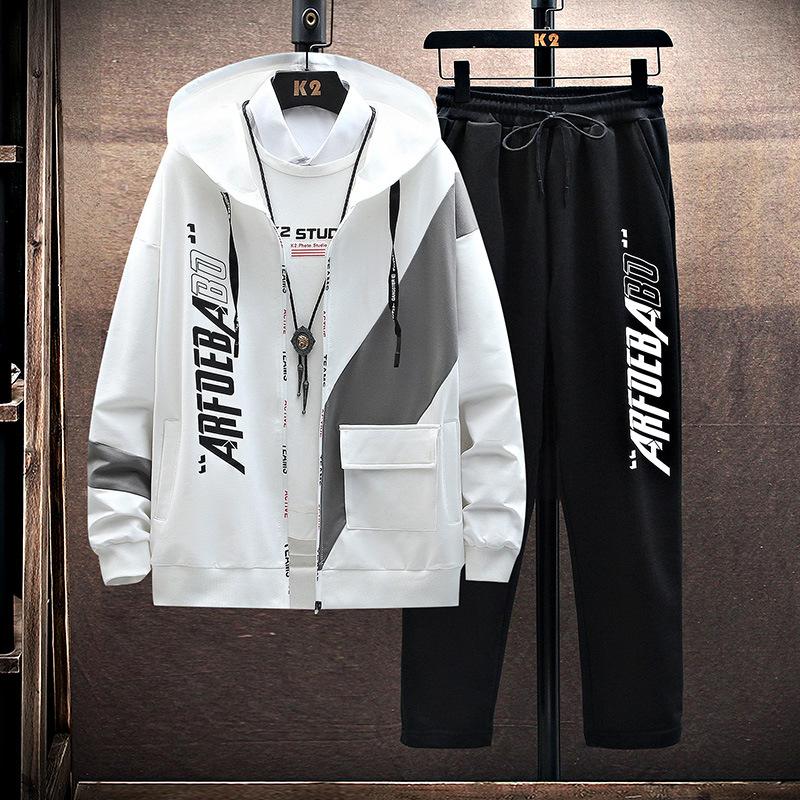 Autumn Fashion Printed Hooded Jacket Casual Pants Sports Suit