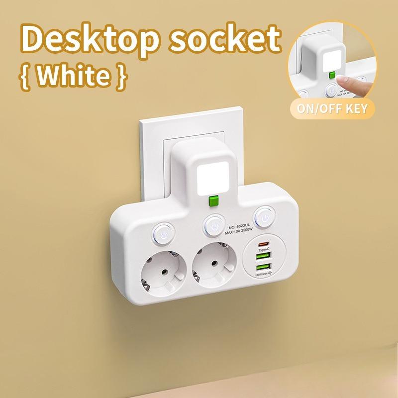 Розетка стандарта ЕС с USB-портом, независимым выключателем, многофункциональный адаптер с несколькими розетками для дома, офиса, путешествий