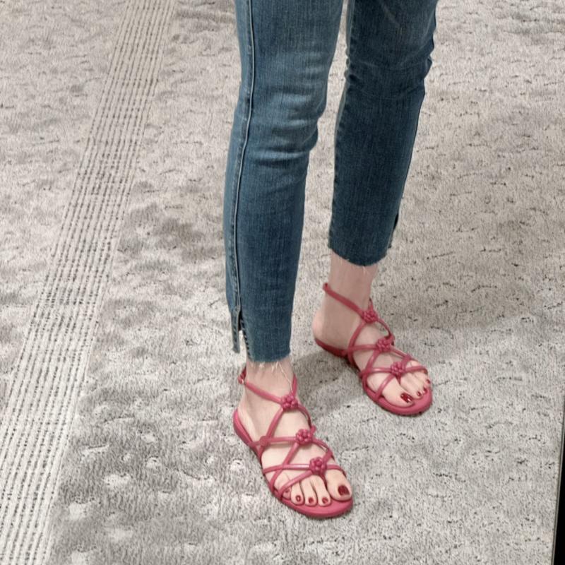 2024 Flower Sandals Flat Roman Sandals Women's Summer New Fairy Style Roman Shoes Hollow 2024 Sandals for Women Luxury Sandals