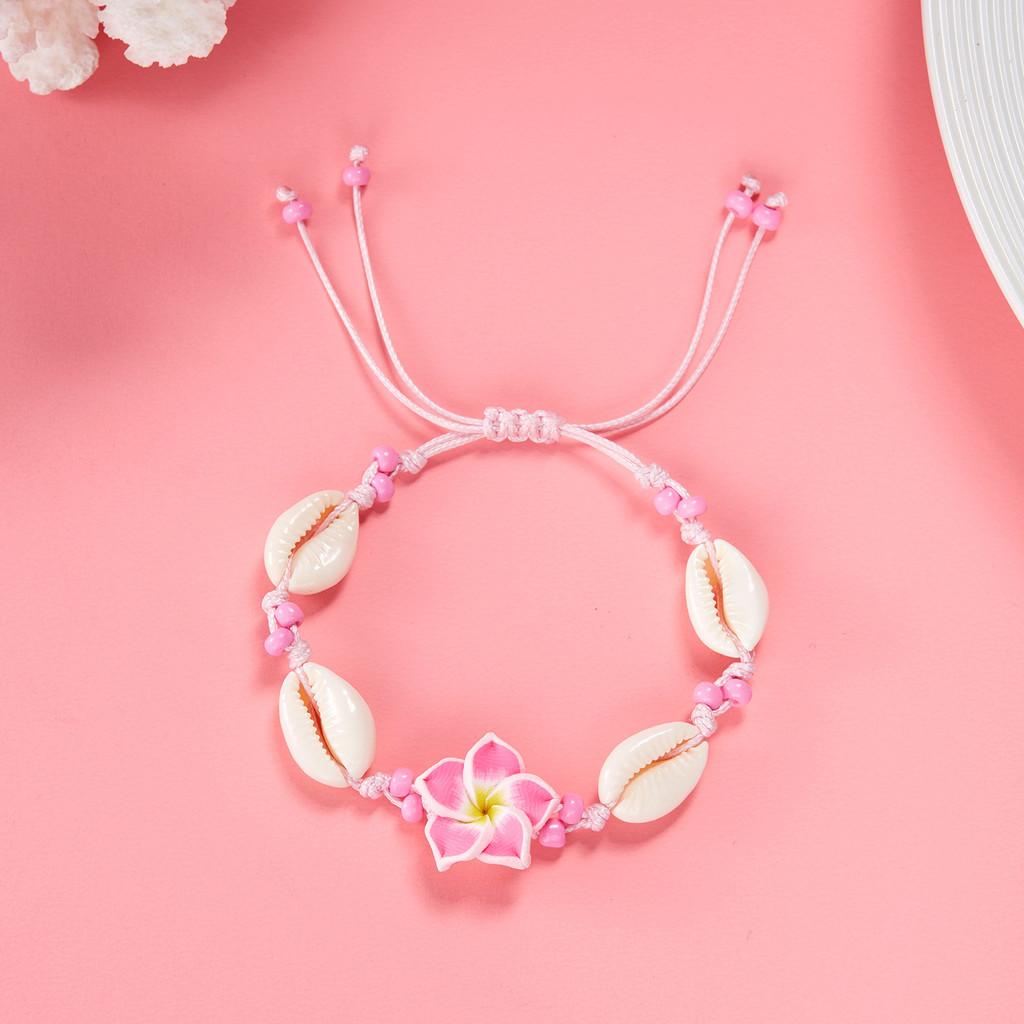 Summer Fashion Handmade Flower Bead Anklet With Adjustable Woven Design For Women