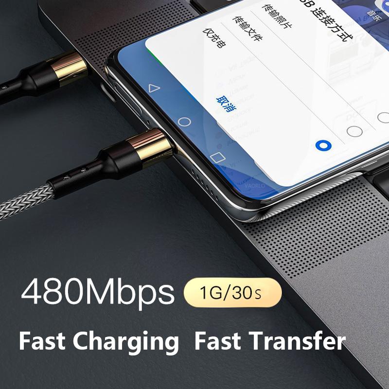 VAORLO Зарядный кабель USB C — USB Type C, 60 Вт для Samsung S20, 5A CC, для MacBook iPad Pro, быстрая зарядка 4.0