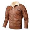 Men's European Fashion Slim Fit PU Leather Motorcycle Jacket, Cold-Resistant and Fleece-Lined, Autumn/Winter Outerwear.