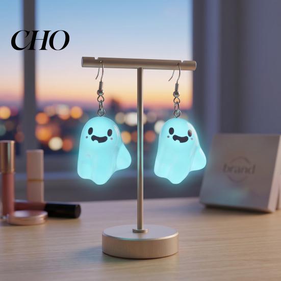 Eye-catching Earrings Ghost Glow-in-the-Dark Pendant for Women Decor, Fun Unique Lightweight Jewelry Cute Earrings, Necklace Halloween Cartoon