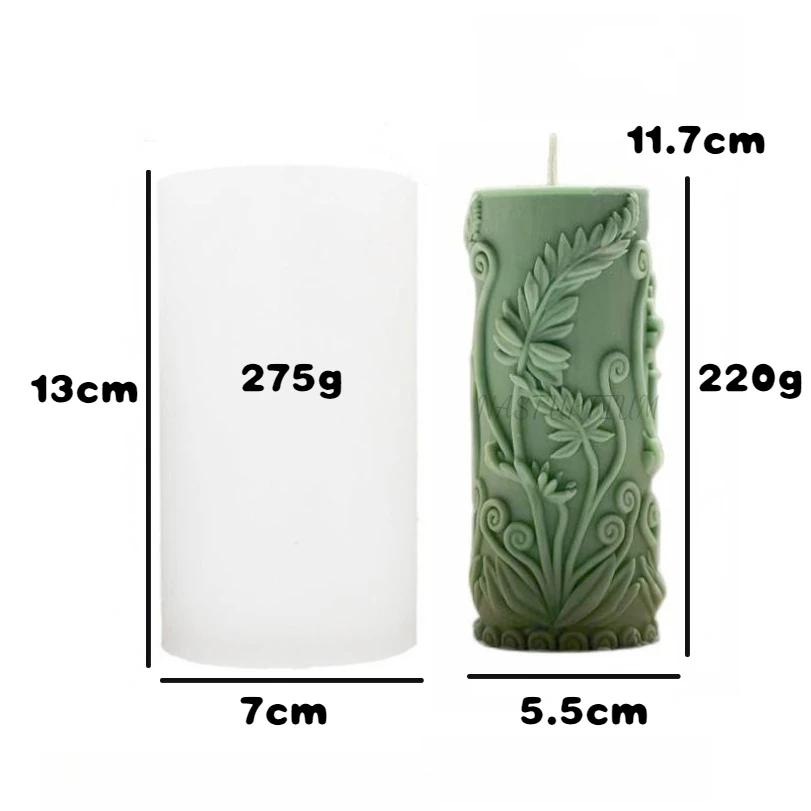 New Relief Tree Cane Cylindrical Silicone Candle Mold 3D Creative Geometric Column Aromatherapy Gypsum Soap Resin Process Mould