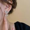 Серьги-гвоздики из серебра S925 с бантом Элегантные Простые Милые Украшения Для Женщин Девочек Тонкий Пирсинг Ушные Аксессуары