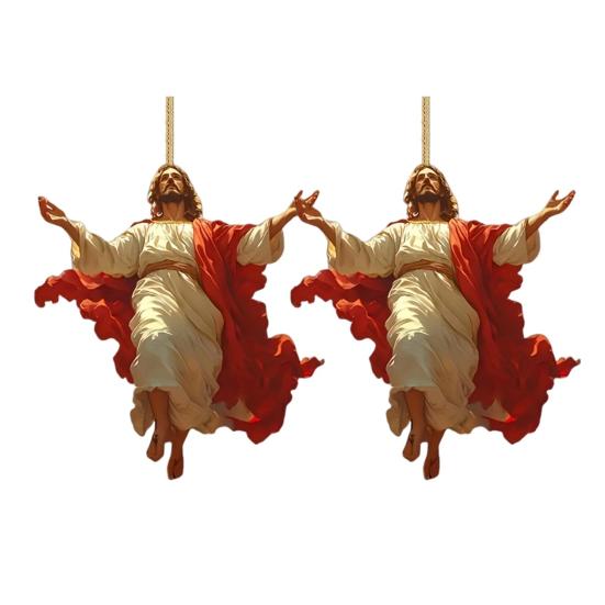 2D Акриловое украшение Иисус Христос Подвесной декор на зеркало заднего вида автомобиля Религиозный подарок для христиан Ретро Аксессуары для веры