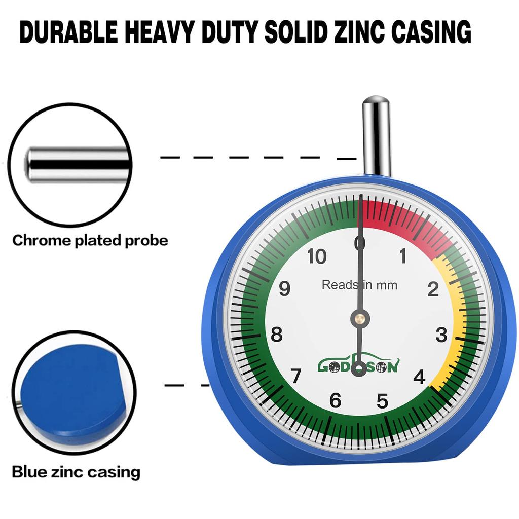 Tire Gauge Tire Tread Depth Meter MM Made in Japan Dial Type Depth Gauge Professional Tire Groove Gauge
