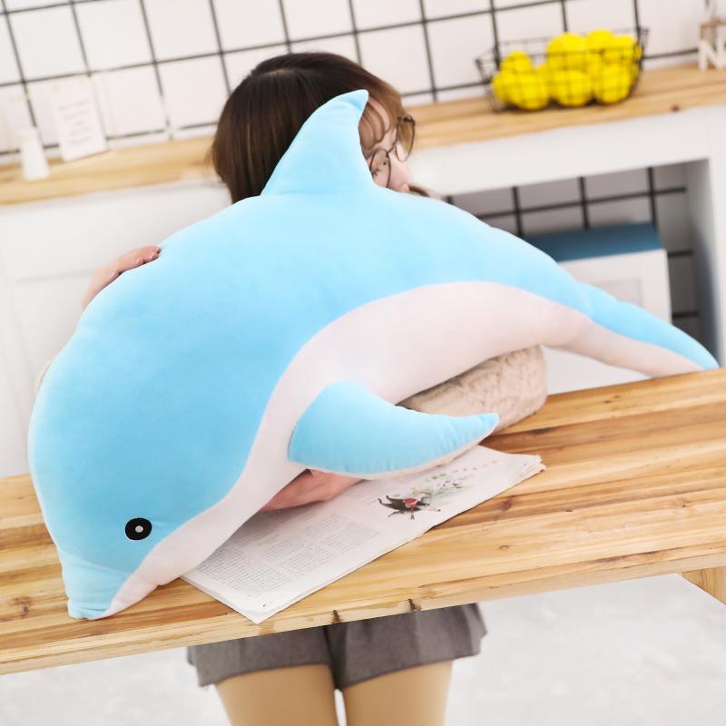 Large Plush Dolphin Toys Stuffed Sea Animal Cute Girls Dolls Soft Baby Sleeping Pillow Christmas Birthday Gift For Children