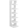 7-Tier Vertical Shoe Rack, Narrow Shoe Storage Organizer with Hooks, Slim Corner Shoe Tower Rack, Space Saving for Entryway