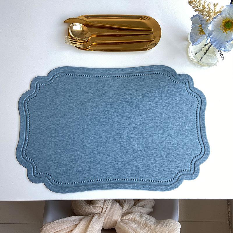 Leather placemat ins wind retro dining table mat European creative thermal insulation mat Nordic waterproof and oil-proof western dining mat