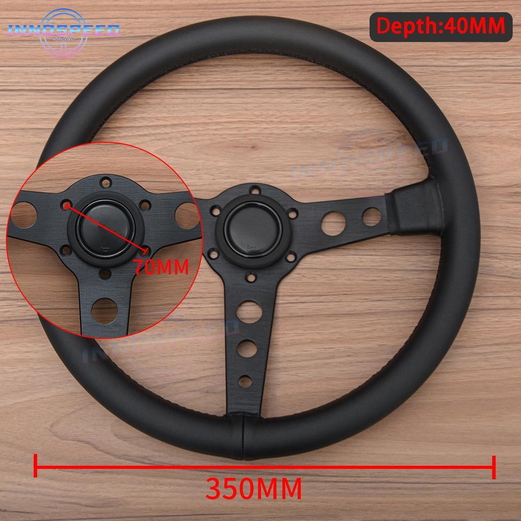 Universal JDM 350mm 14Inch Prototipo Black Edition Suede Leather Racing Sport Steering Wheel Auto Accessories
