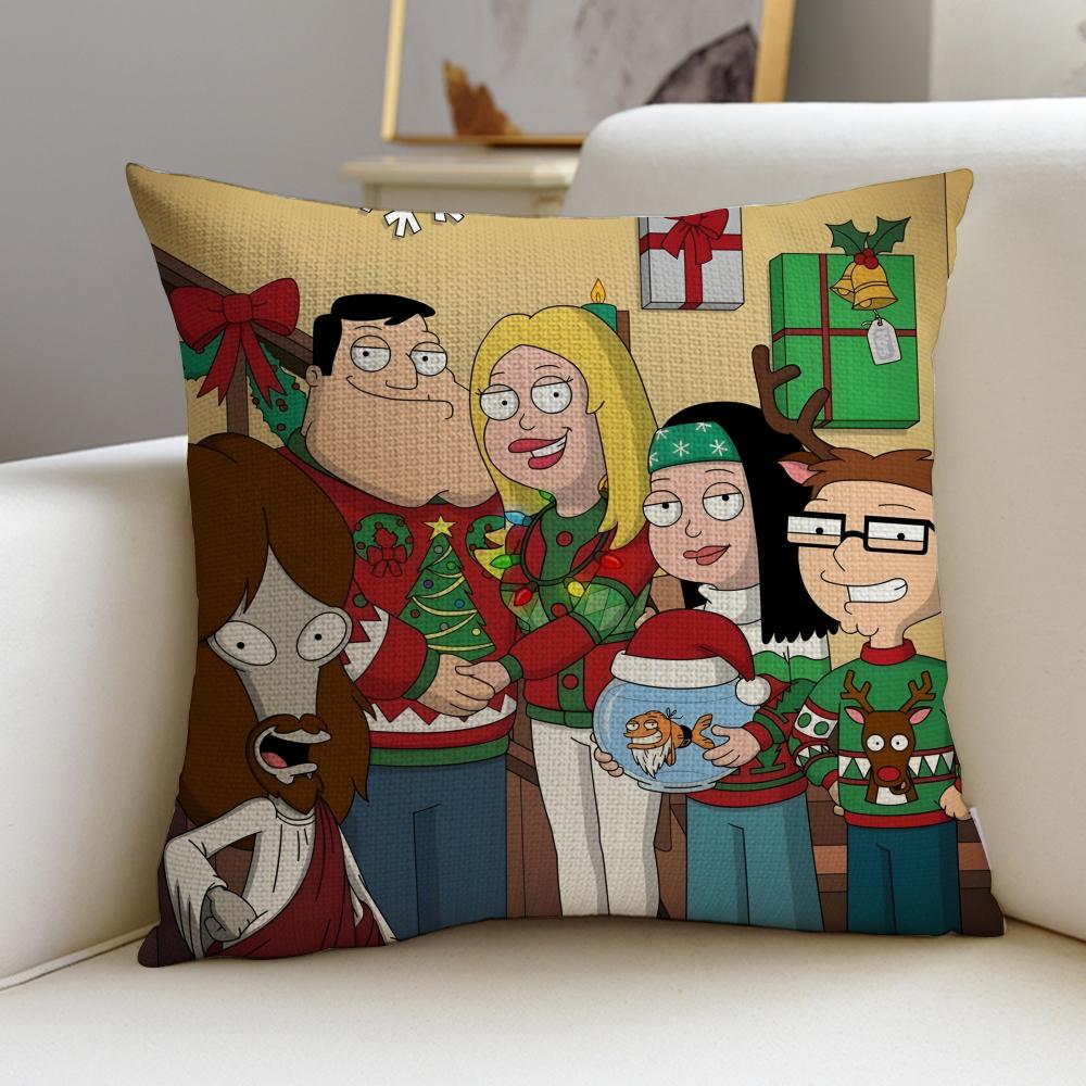 Funny AAmerican DadS Cushion Cover Breathable and skinfriendly linen pillowcase square removable and washable cushion